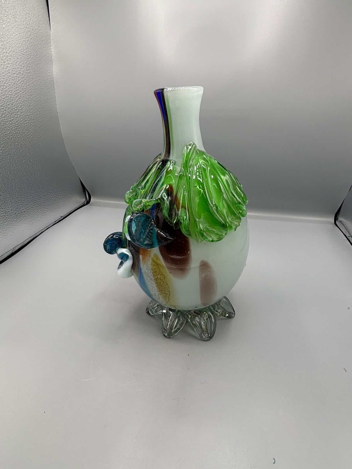 Vintage hand blown art glass clown bottle