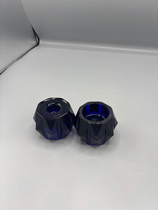 Vintage Cobalt blue candle holders