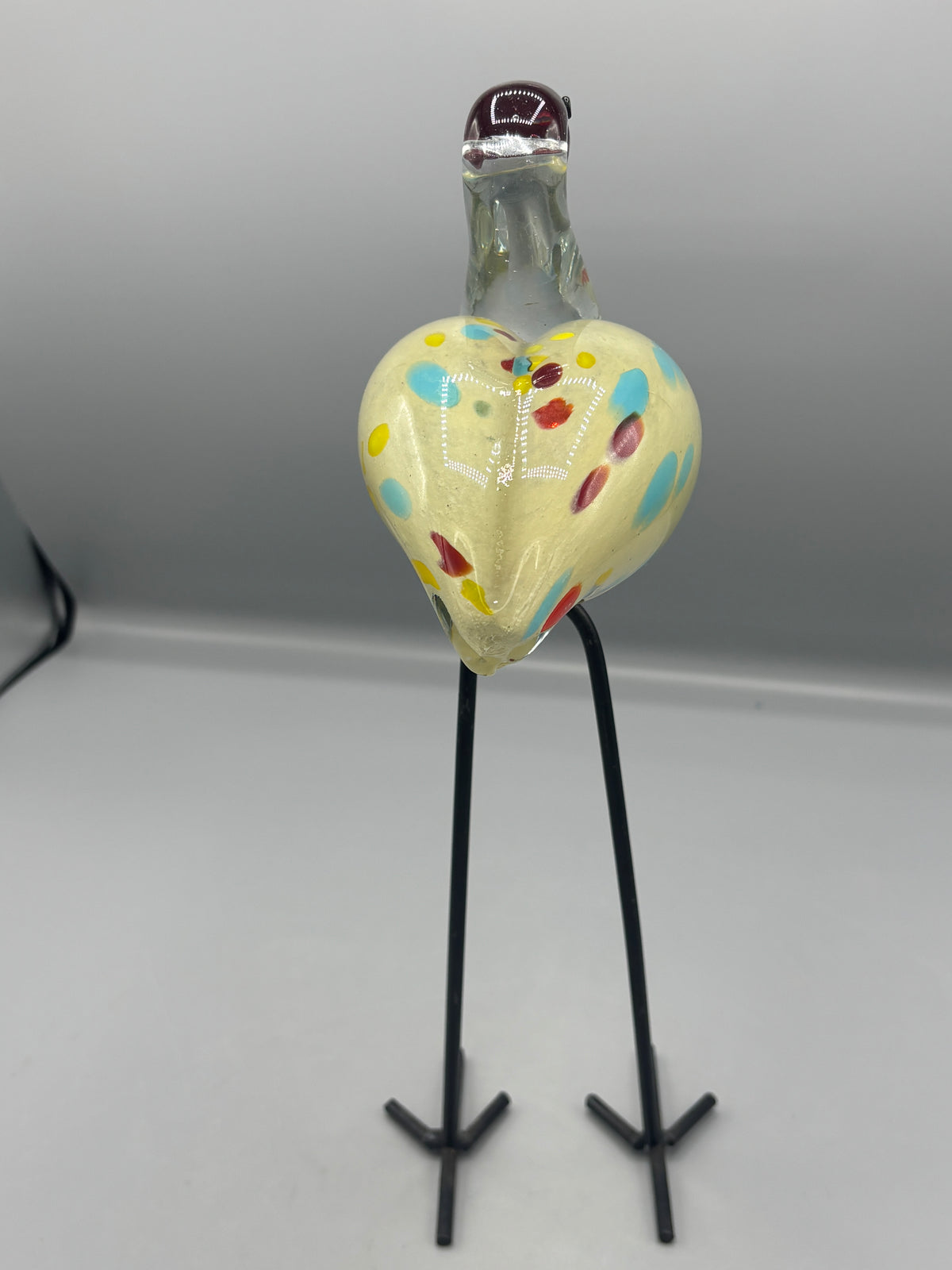 Handblown art glass flamingo figure on wire