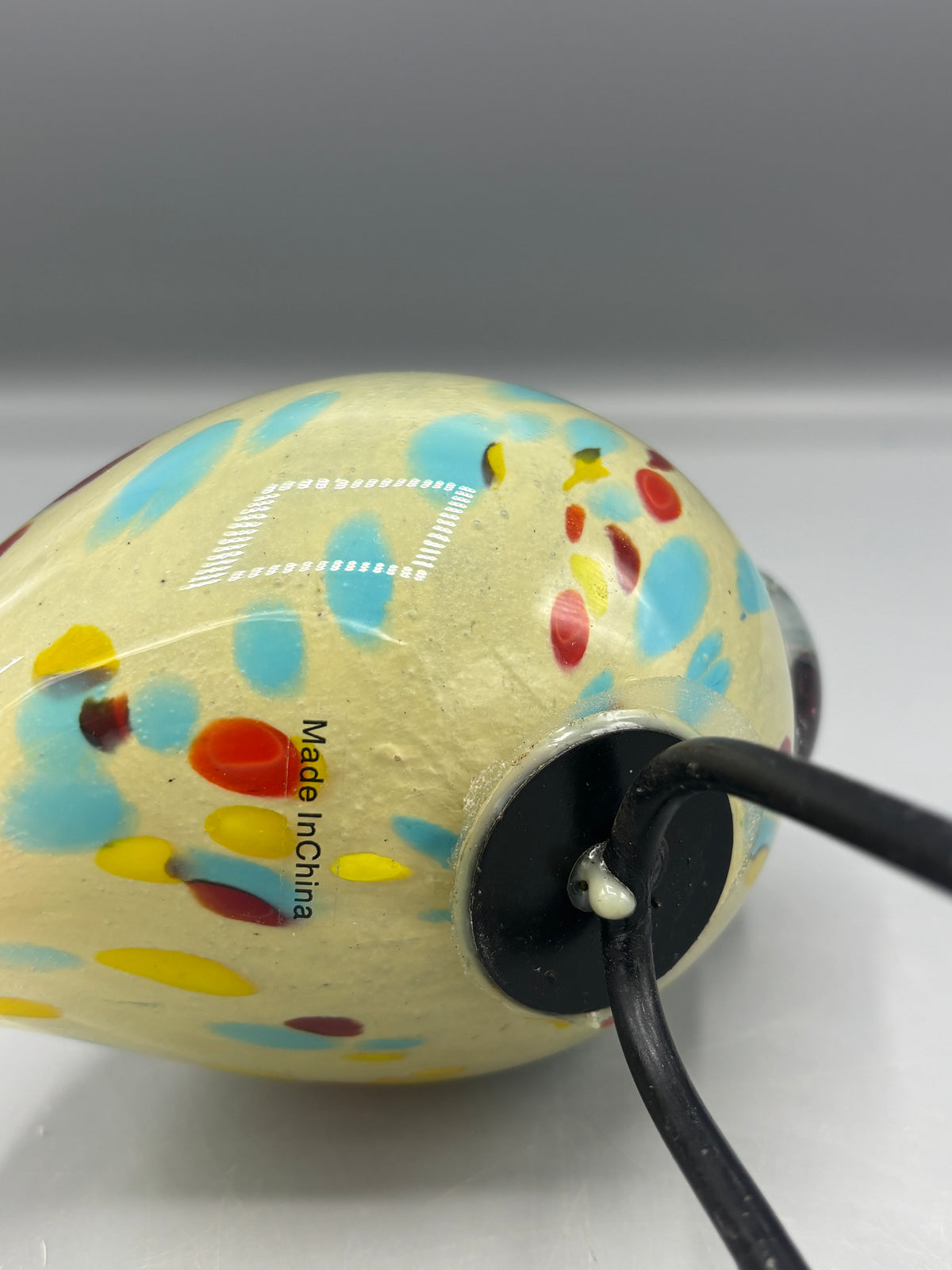 Handblown art glass flamingo figure on wire