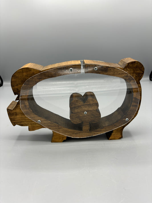 Wooden pig bank