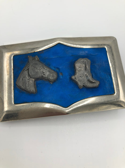 Western Blue Belt Buckle