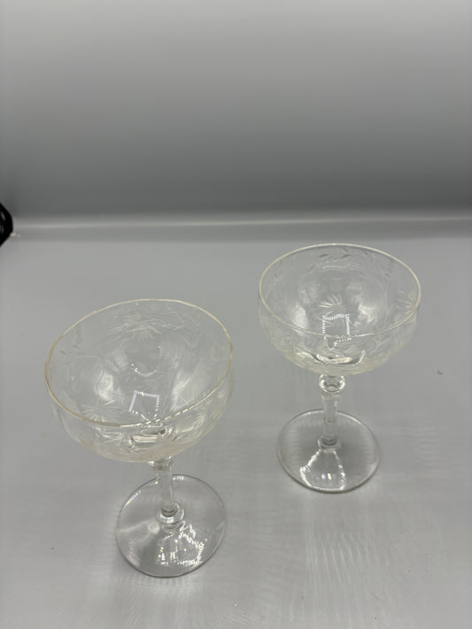 Pair of Vintage cut crystal Champagne glasses