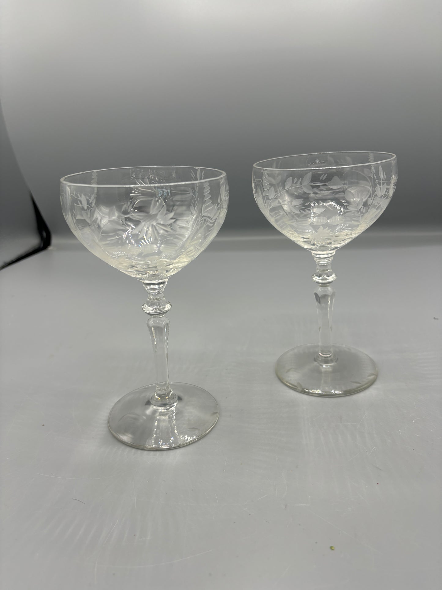 Pair of Vintage cut crystal Champagne glasses