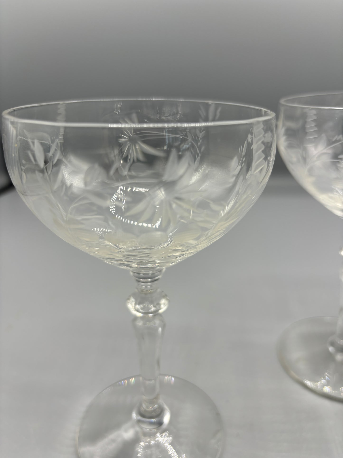 Pair of Vintage cut crystal Champagne glasses