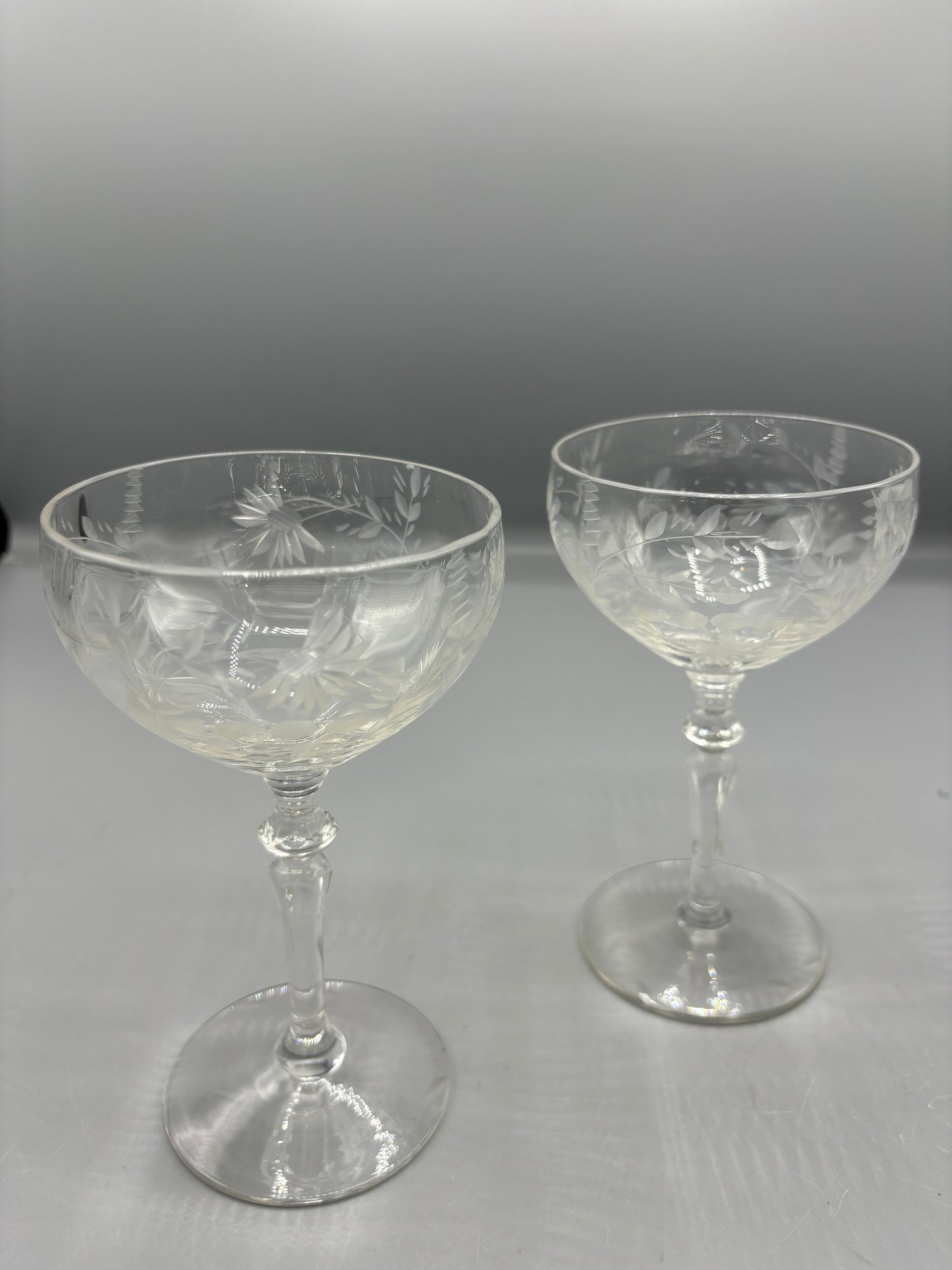 Pair of Vintage cut crystal Champagne glasses