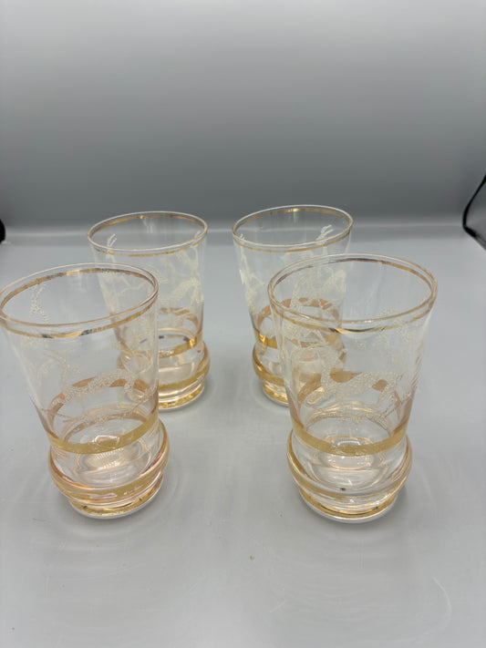 Worn gold set of 6 vintage Gazelle glasses