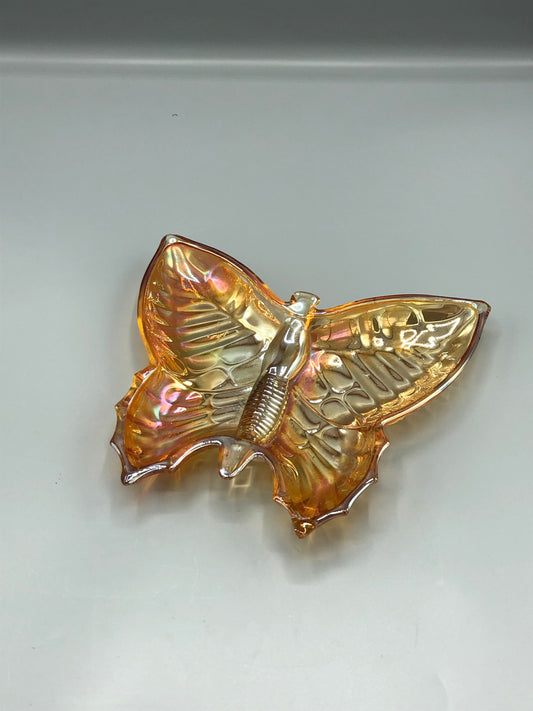 Vintage Iridescent orange butterfly dish