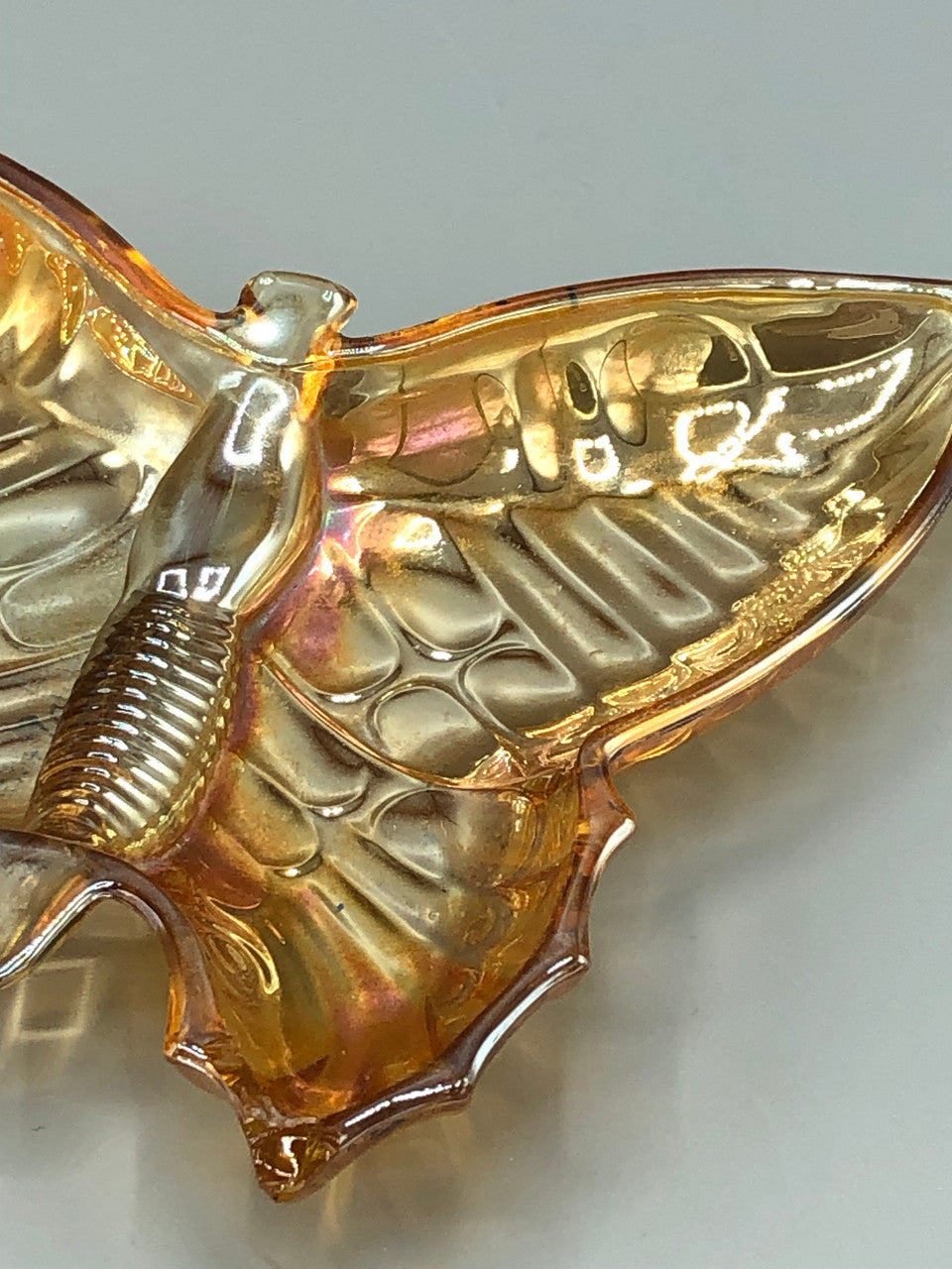 Vintage Iridescent orange butterfly dish