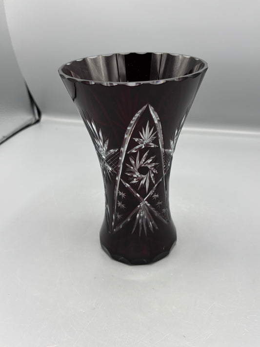 Bohemian ruby red cut to clear glass