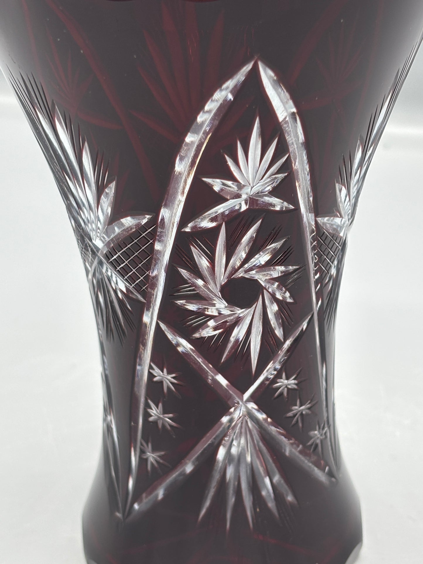Bohemian ruby red cut to clear glass
