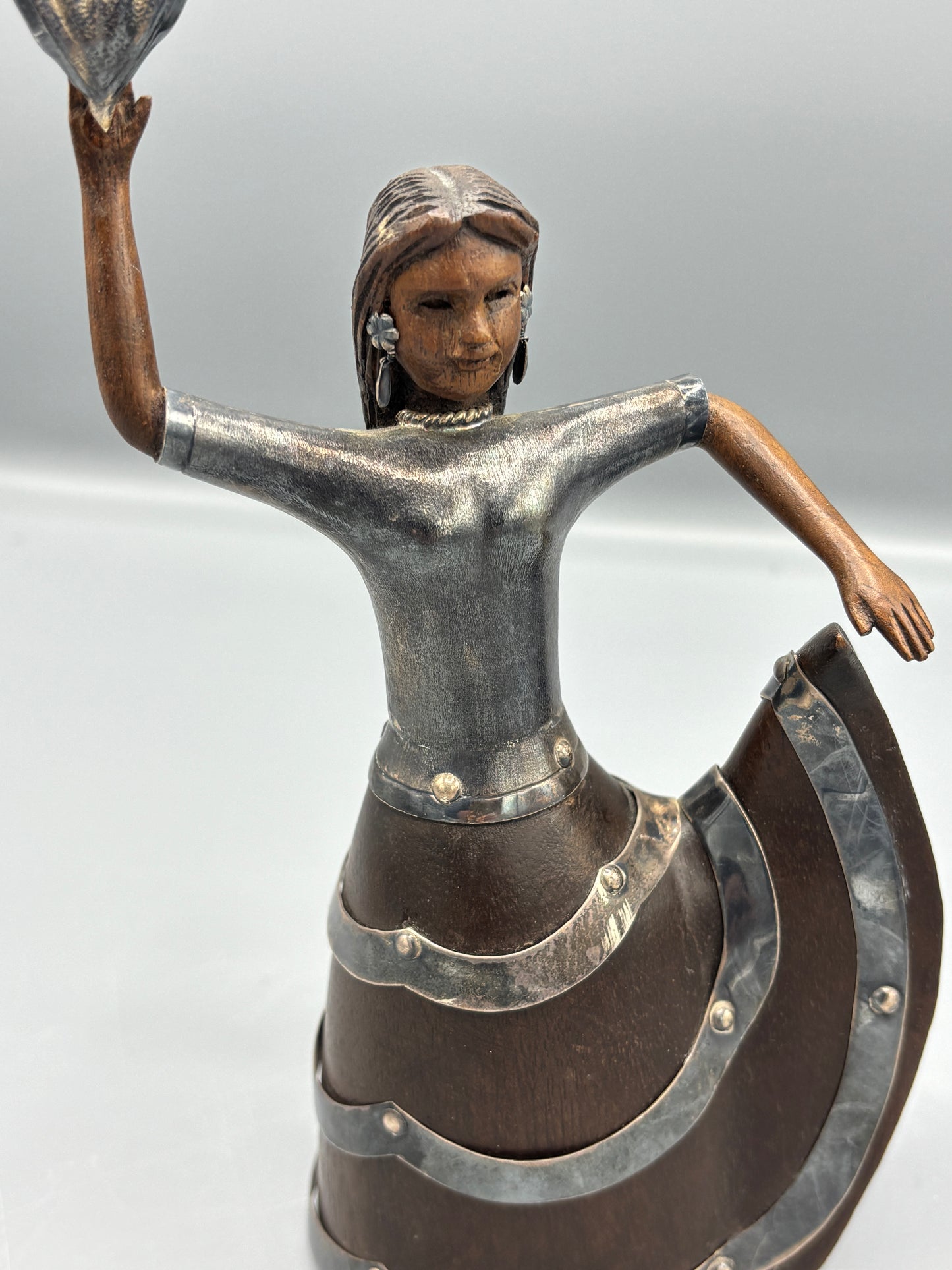 Handmade Sterling & Mahogany Peruvian dancer