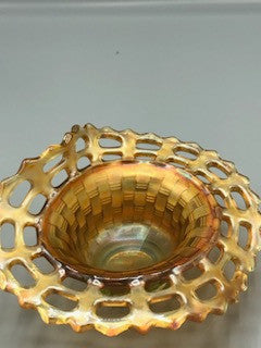 Fenton Carnival Vaseline Open Lace bowl