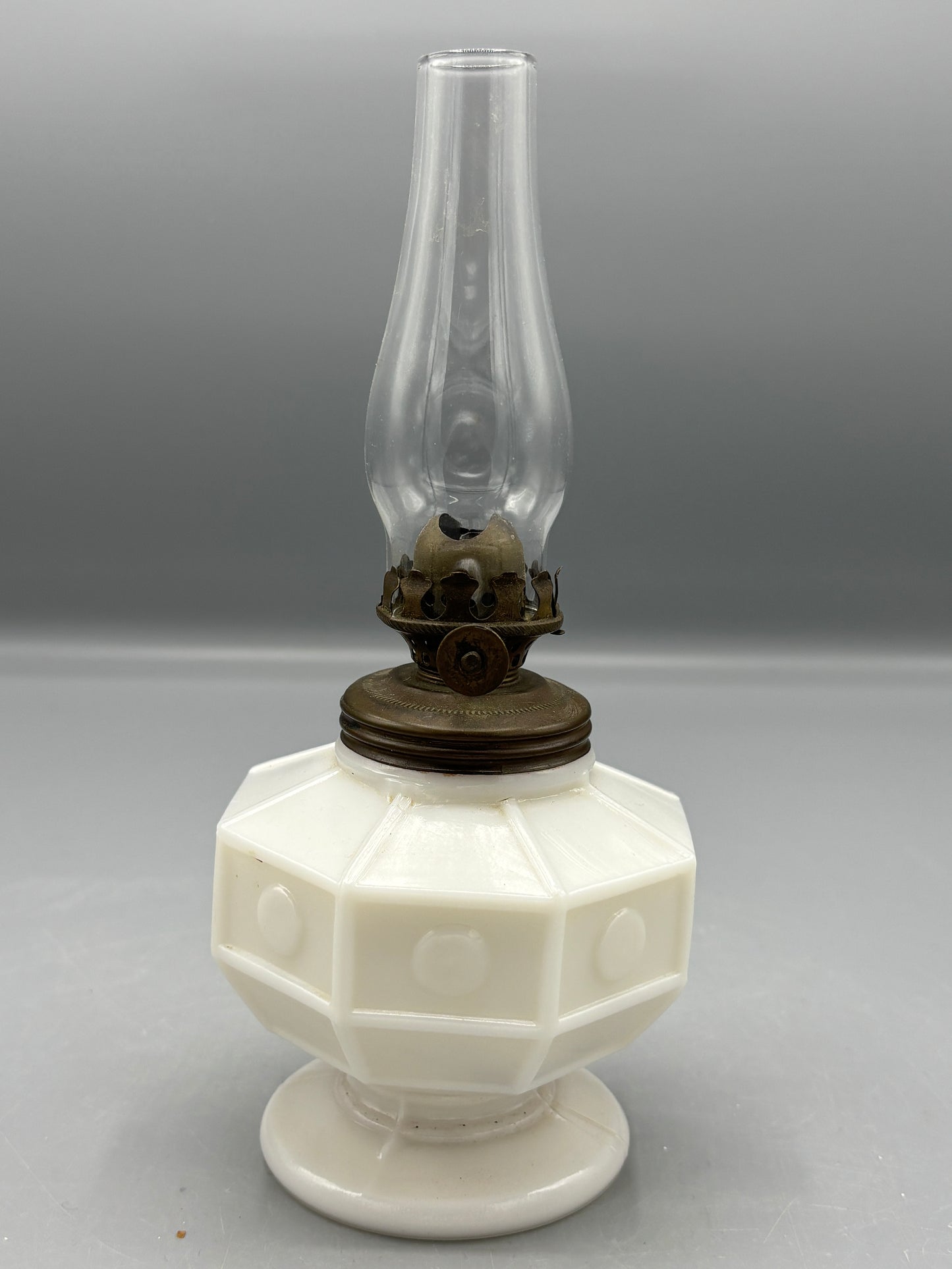 Vintage black & dot milk glass mini oil lamp