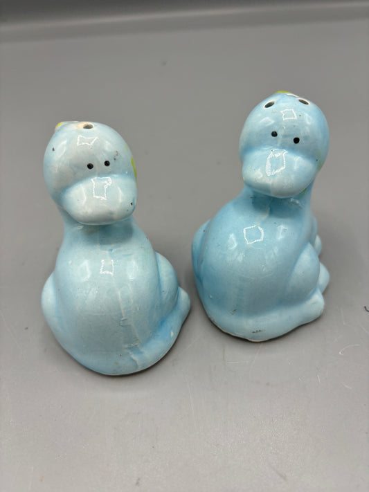 Ceramic Blue Dino salt & pepper