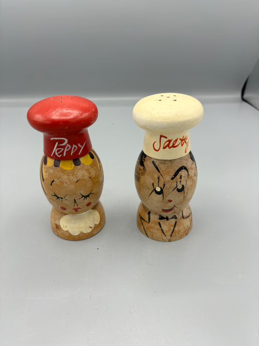 Vintage salty & peppy salt & pepper