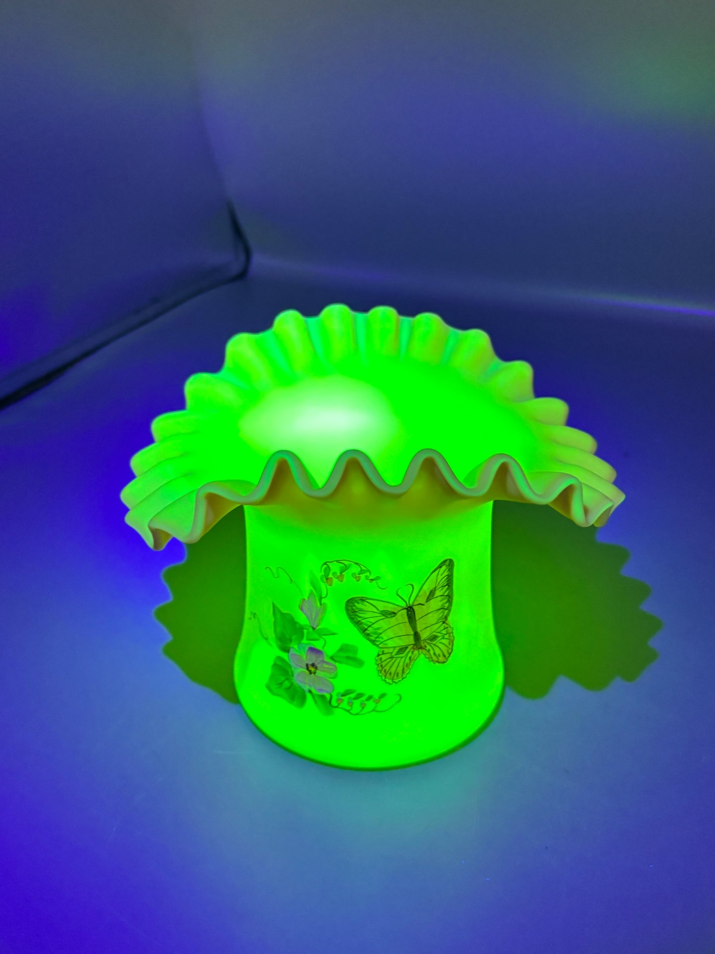 Fenton Burmese Satin Uranium glass vase