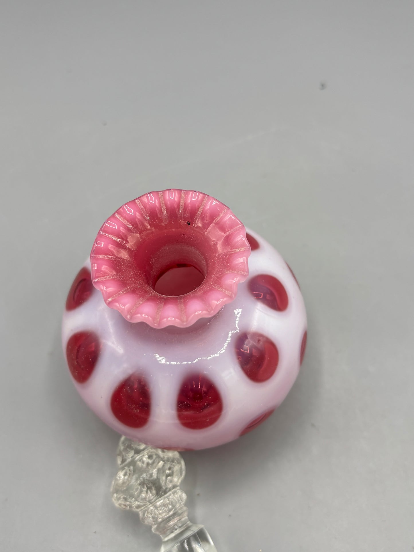 Vintage Fenton Cranberry Coin dot pattern perfume bottle
