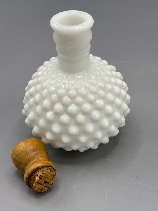 Vintage Fenton milk glass hobnail perfume bottle