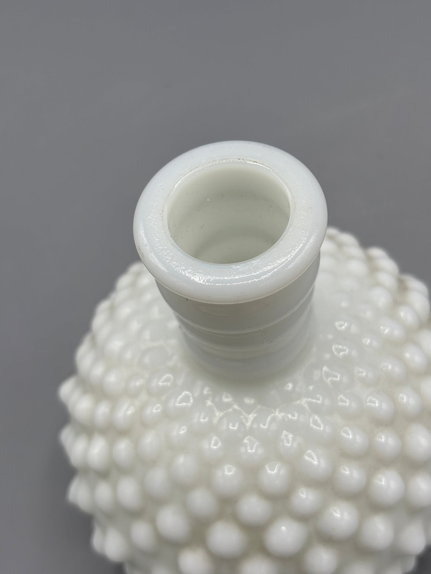 Vintage Fenton milk glass hobnail perfume bottle