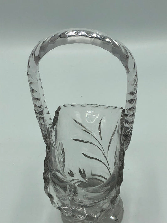 Etched Daisy Glass Basket