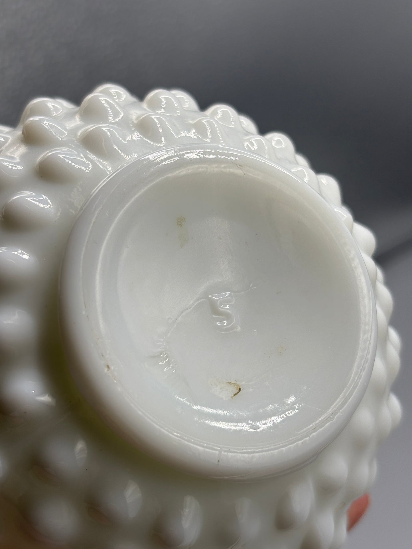 Vintage Fenton milk glass hobnail perfume bottle
