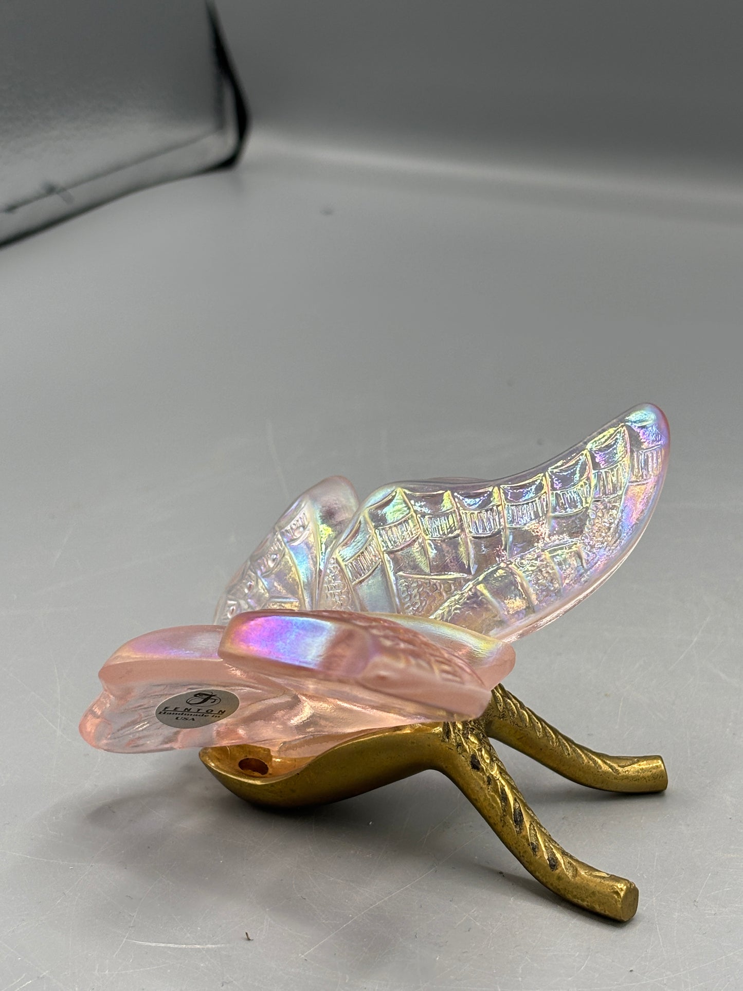 Vintage Fenton Iridescent pink butterfly