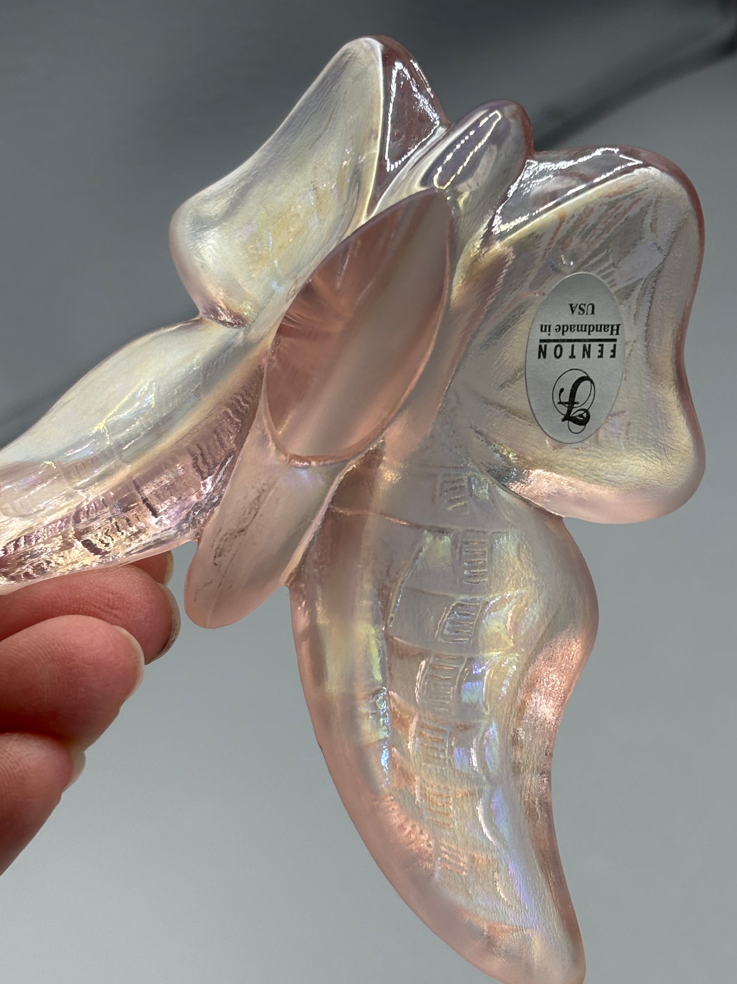 Vintage Fenton Iridescent pink butterfly