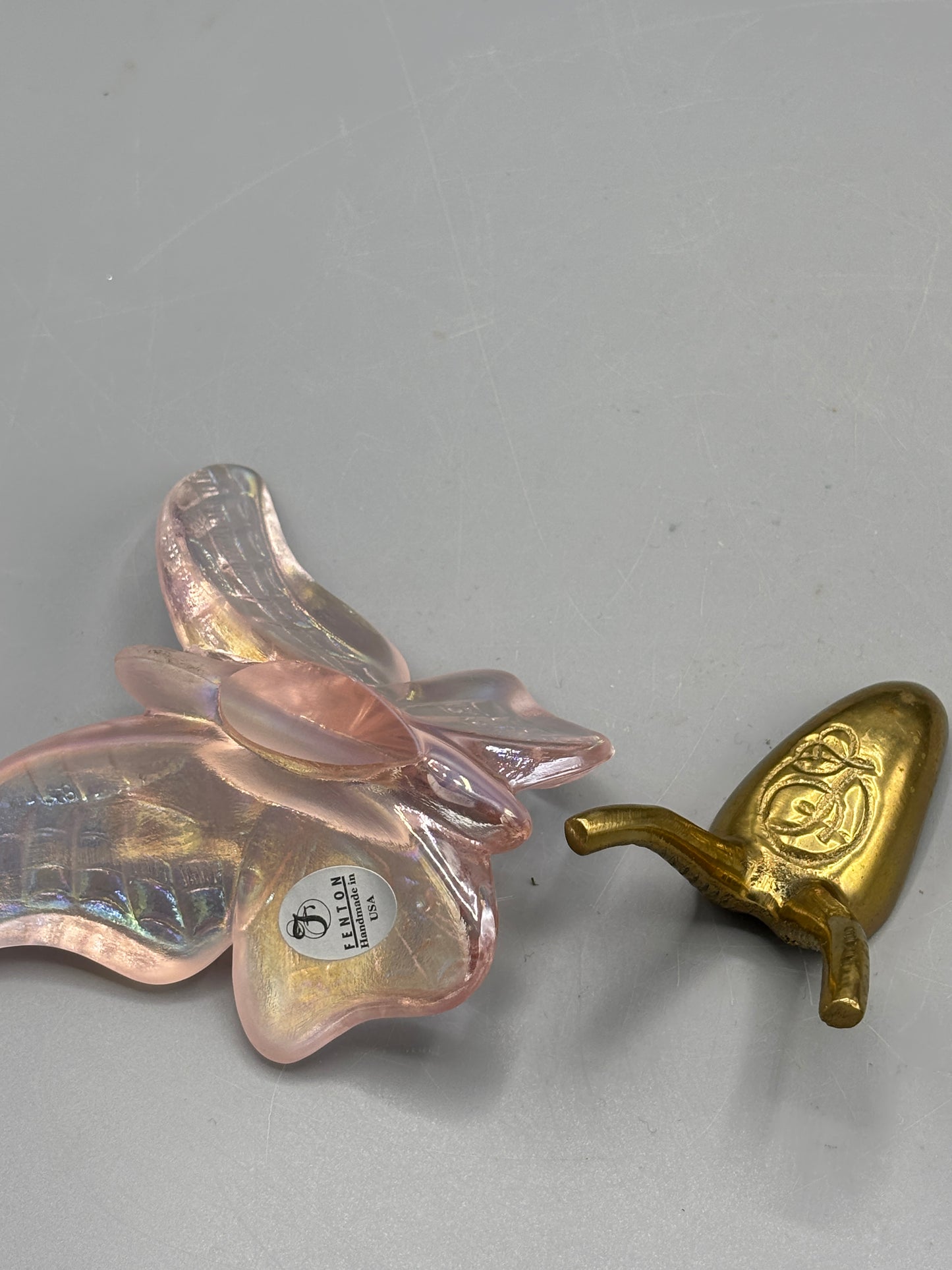 Vintage Fenton Iridescent pink butterfly
