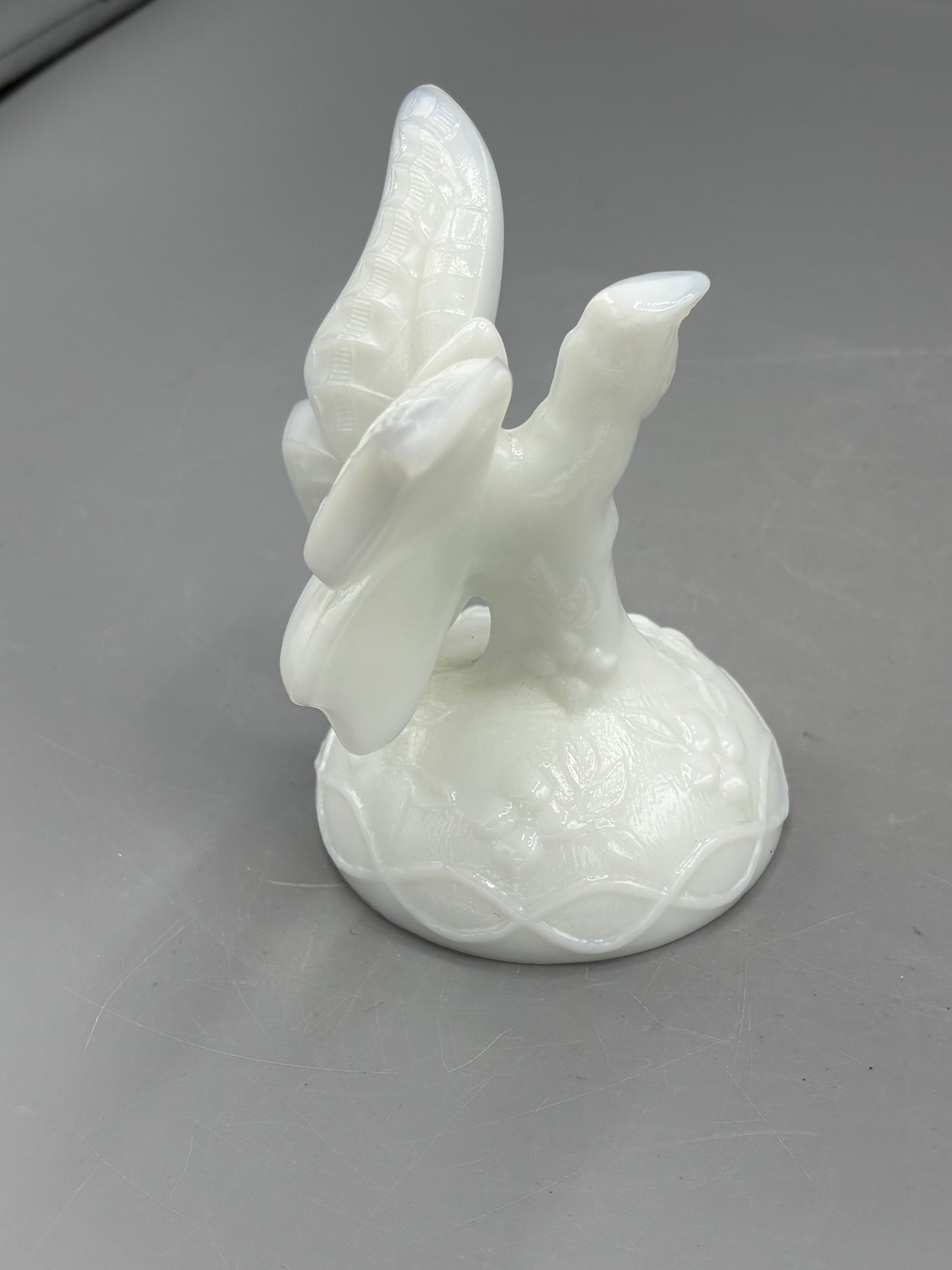 Vintage Fenton white butterfly in a branch ring holder