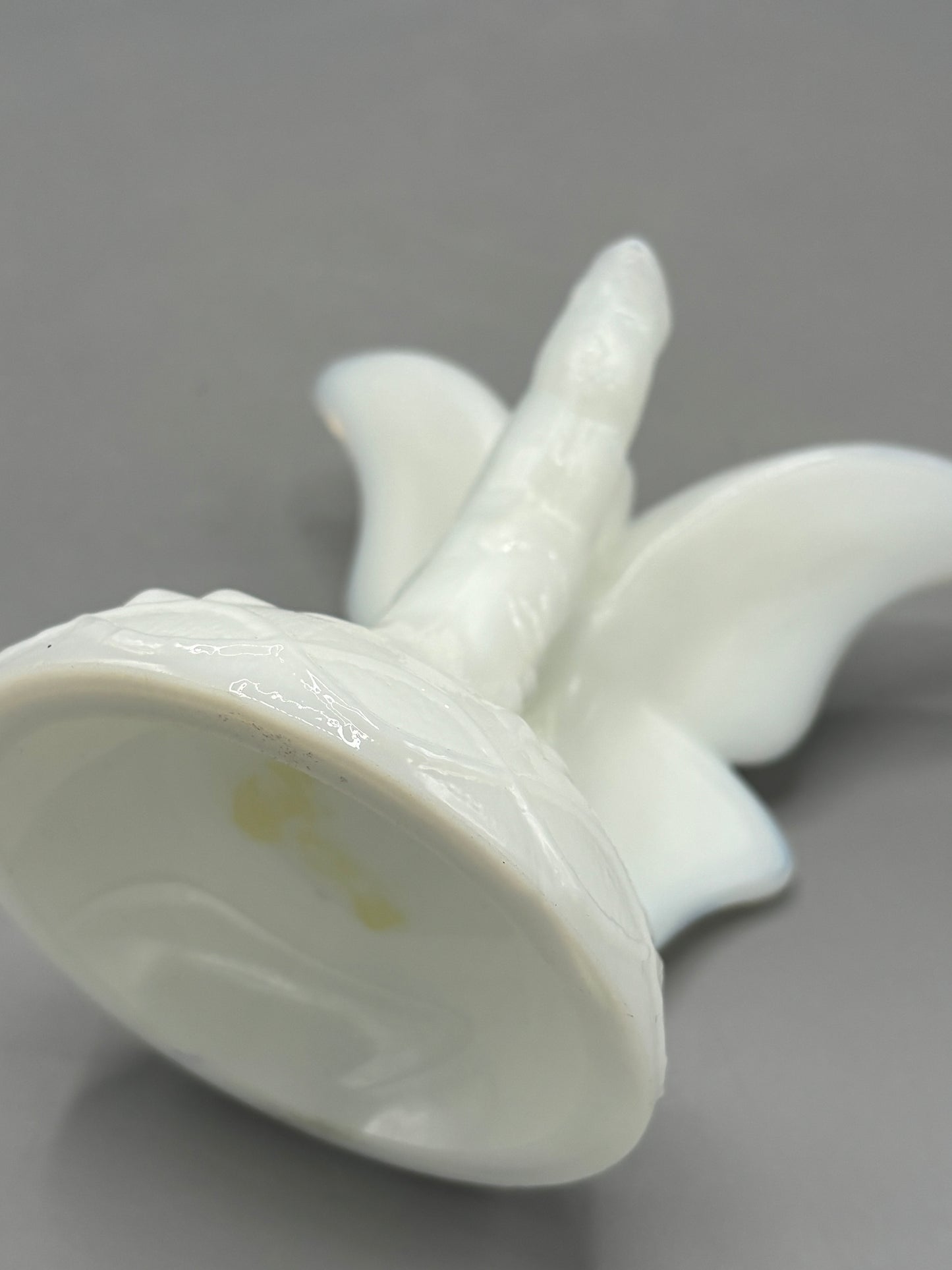 Vintage Fenton white butterfly in a branch ring holder
