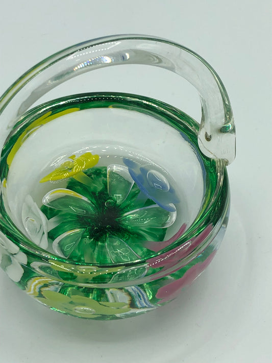 Multi colored flower glass basket