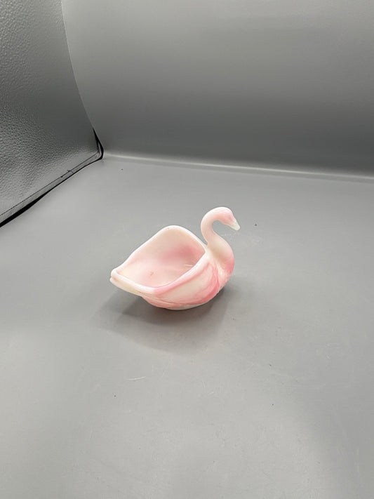 Vintage Fenton Rosaline glass Swan trinket dish