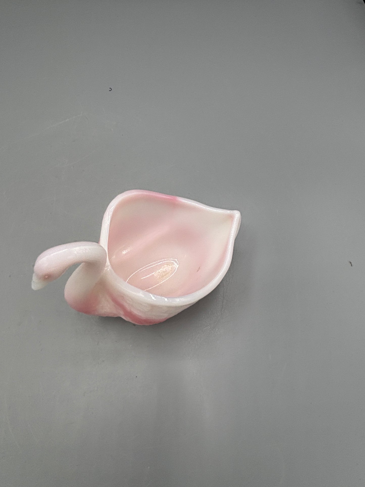Vintage Fenton Rosaline glass Swan trinket dish