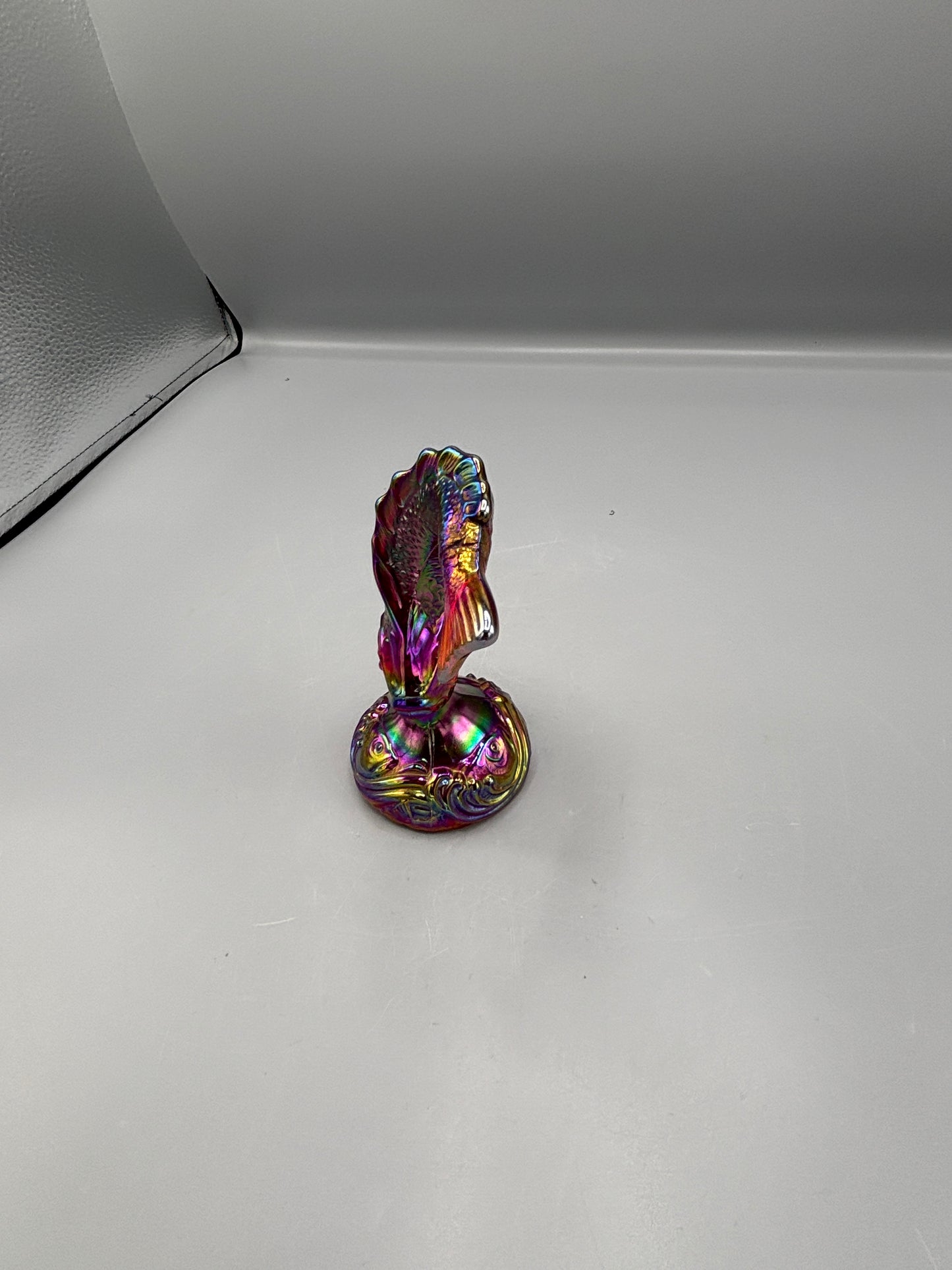 Fenton Amethyst Iridescent Carnival glass jumping trout figure