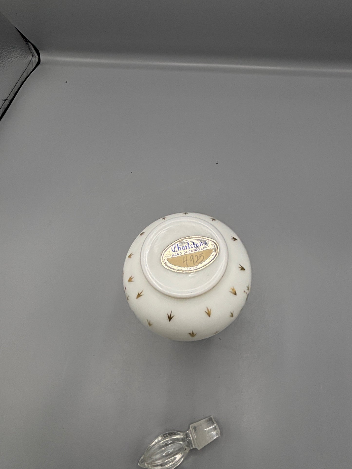 Vintage Fenton Charleston milk glass perfume bottle