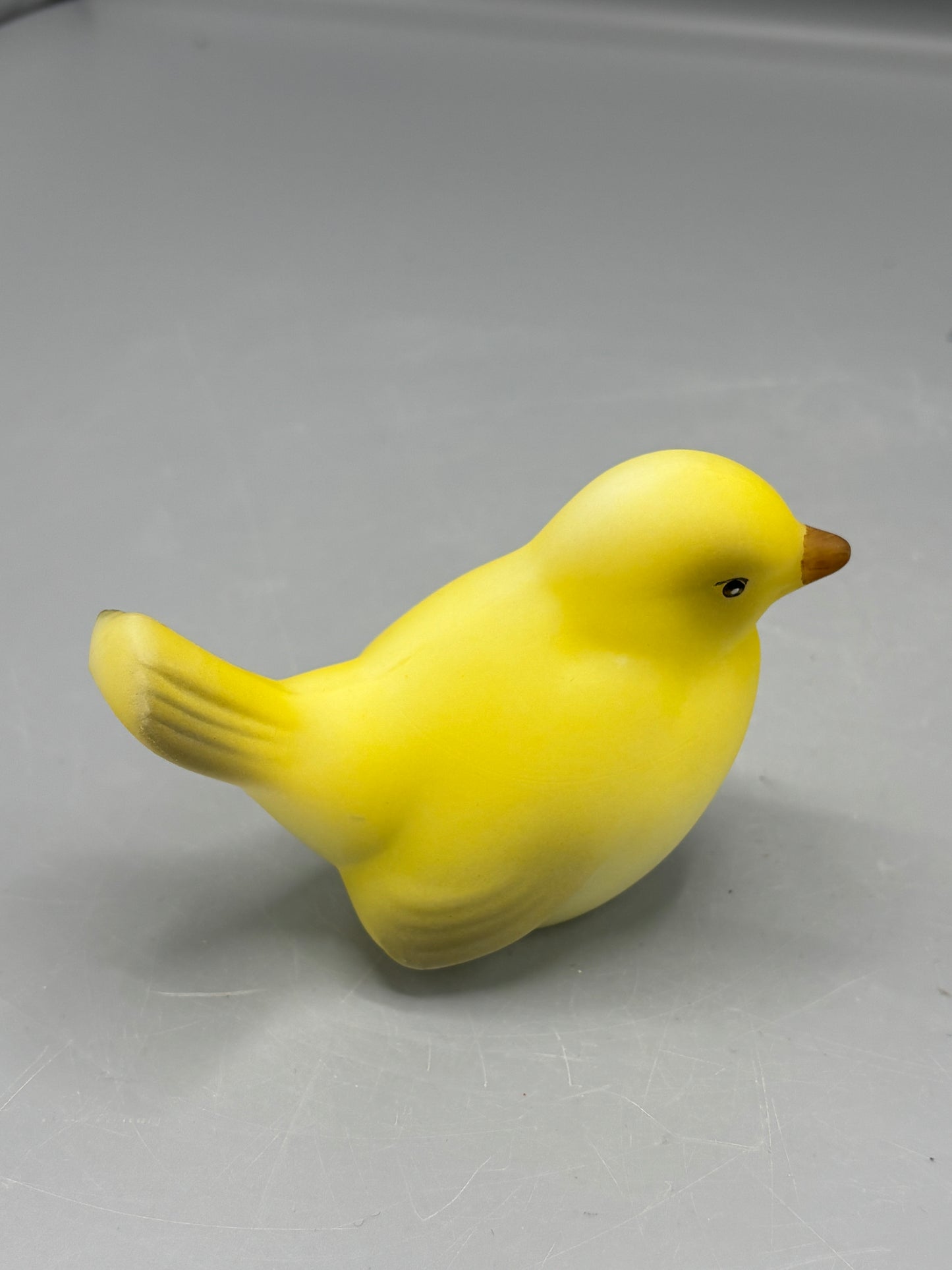 Vintage Fenton art glass yellow satin bird figure