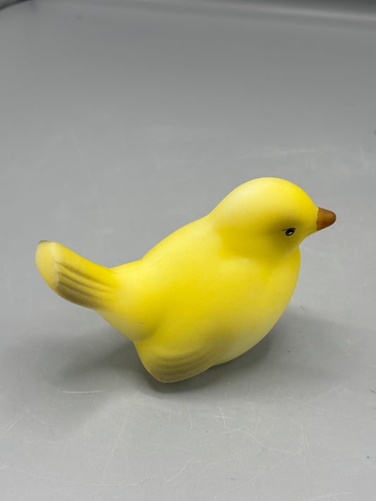 Vintage Fenton art glass yellow satin bird figure
