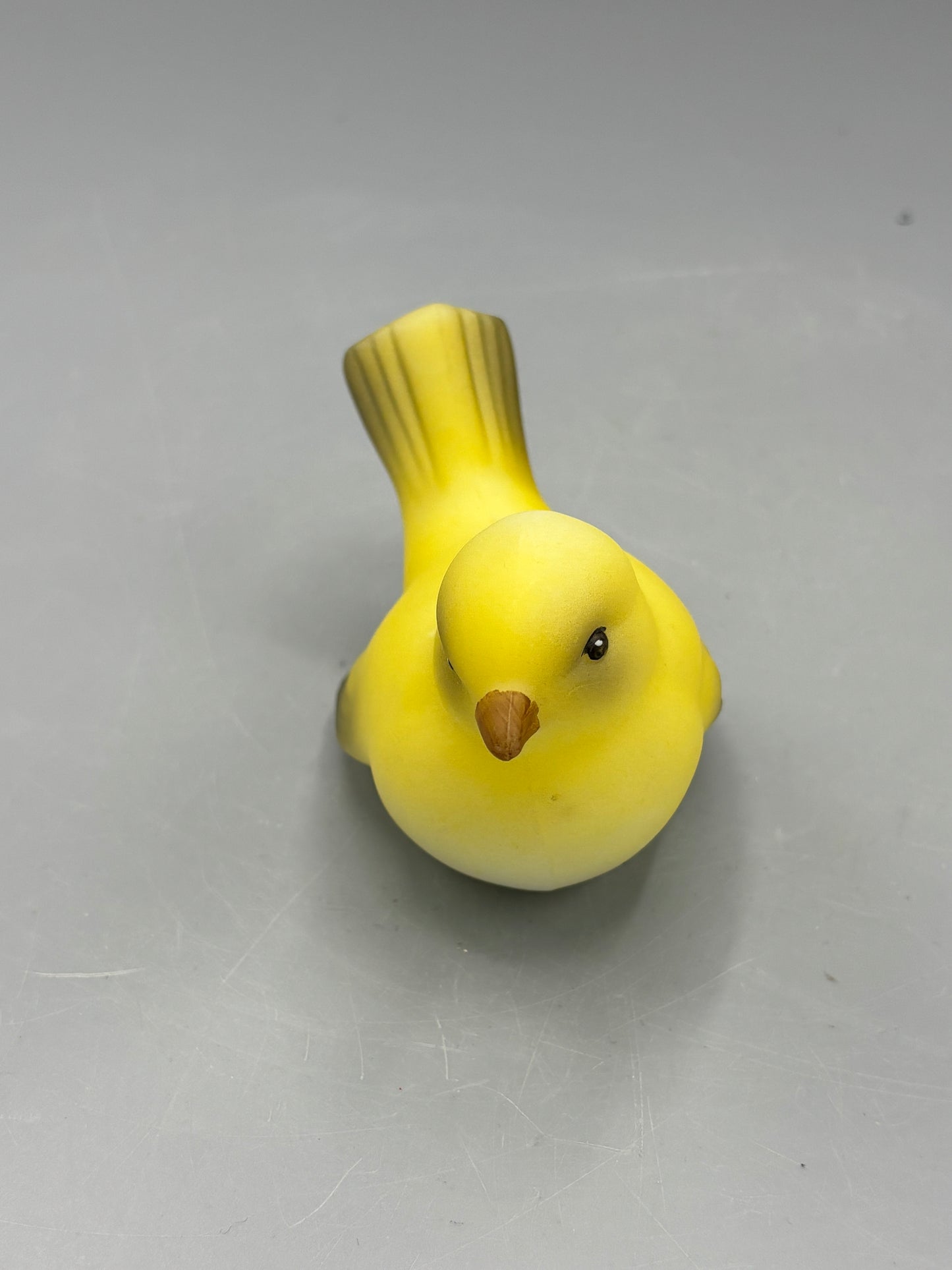 Vintage Fenton art glass yellow satin bird figure