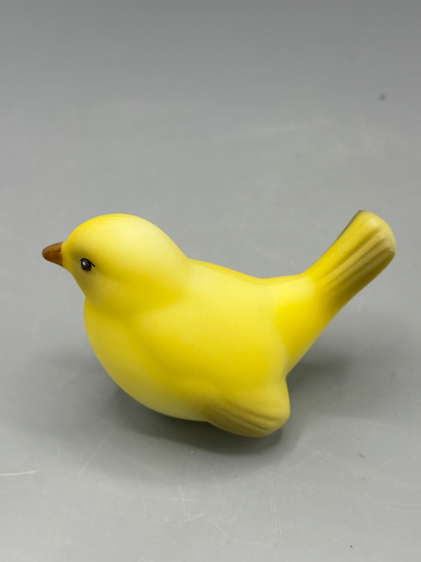 Vintage Fenton art glass yellow satin bird figure