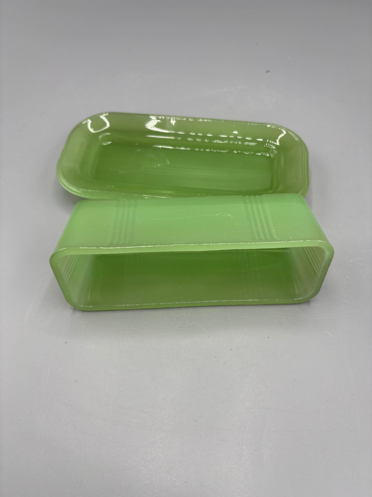 Table craft Jadeite butter dish with lid