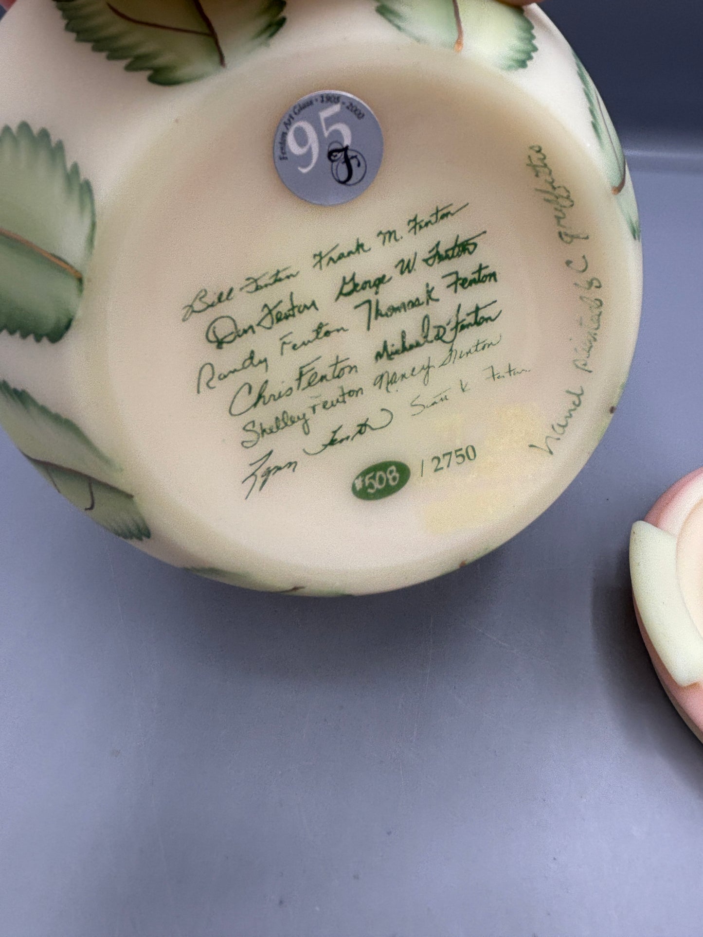 Vintage Fenton anniversary Burmese satin glass ginger jar