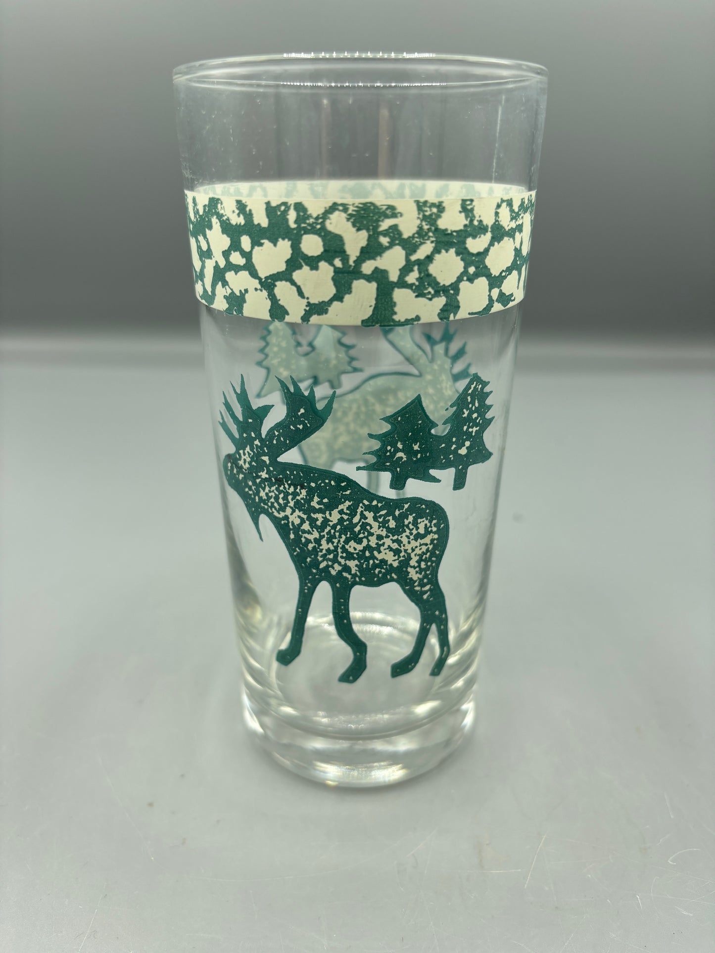 Folk art moose tea glass