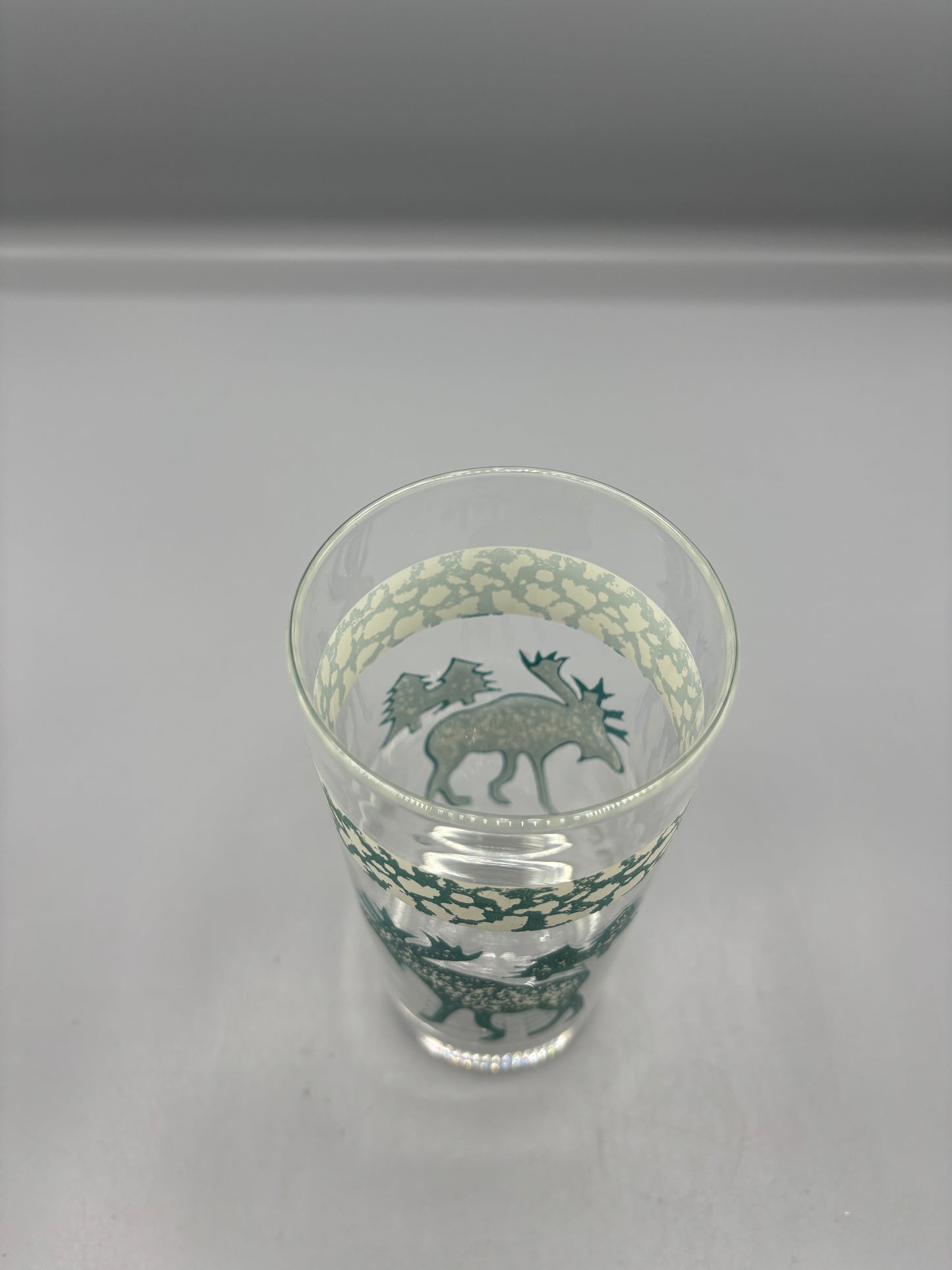 Folk art moose tea glass