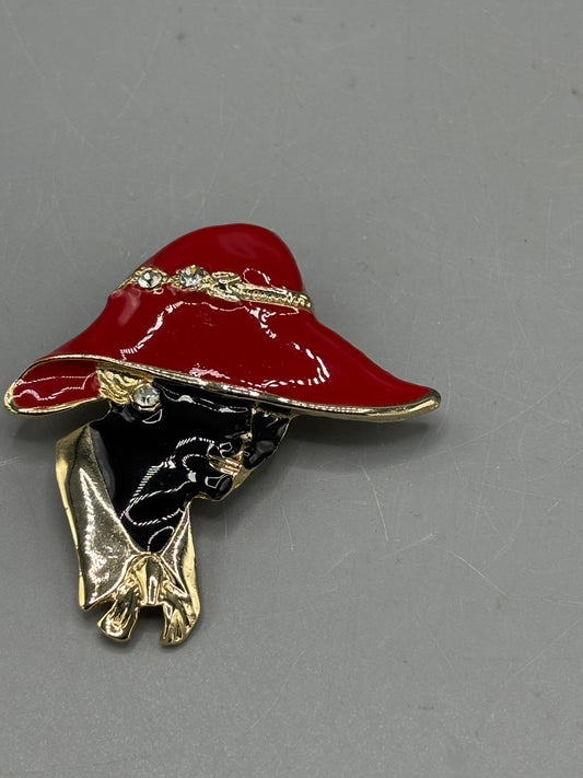 Vintage Red Hat Club enamel brooch