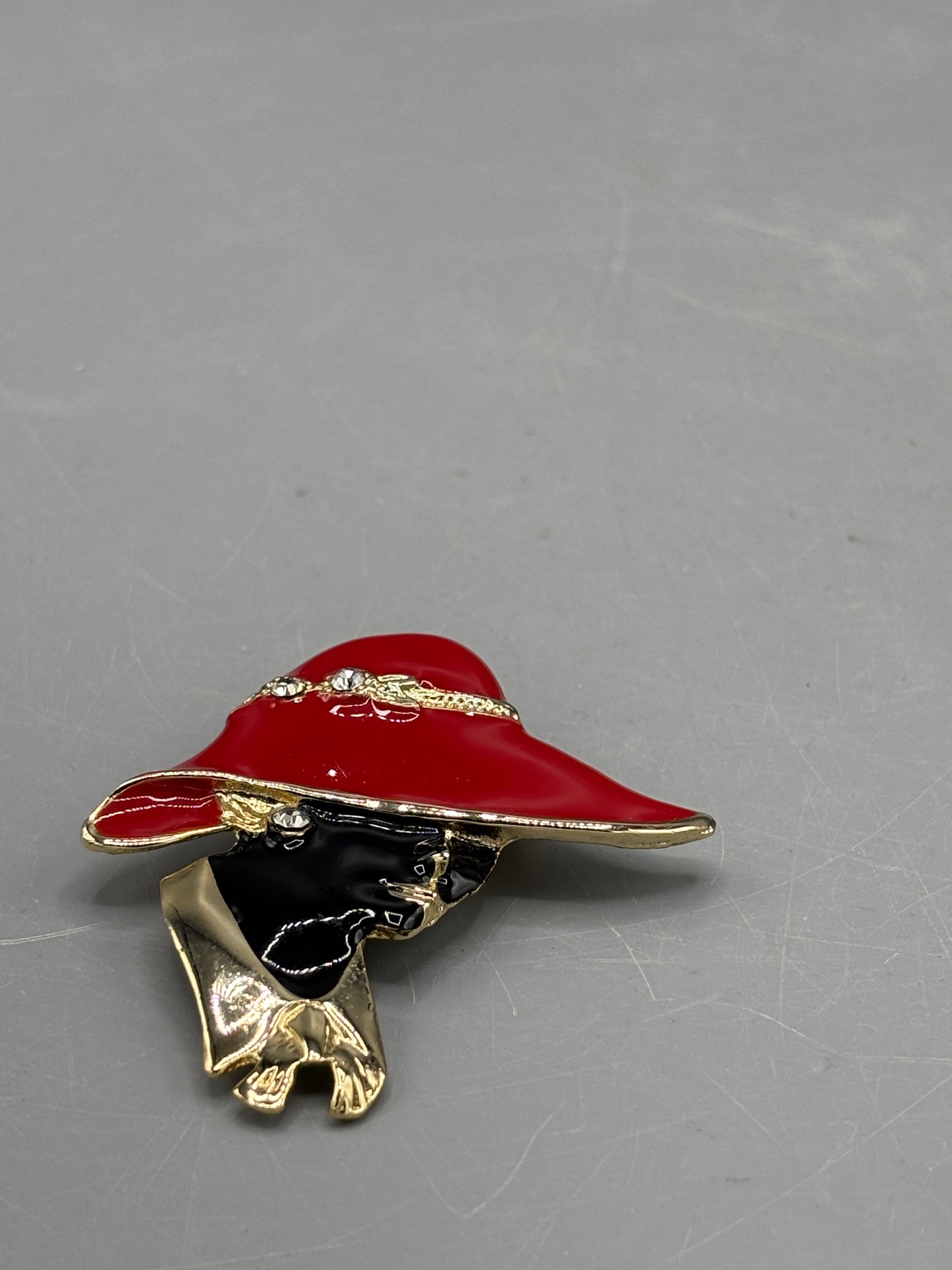 Vintage Red Hat Club enamel brooch