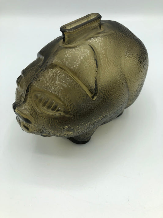 Vintage textured glass piggy bank