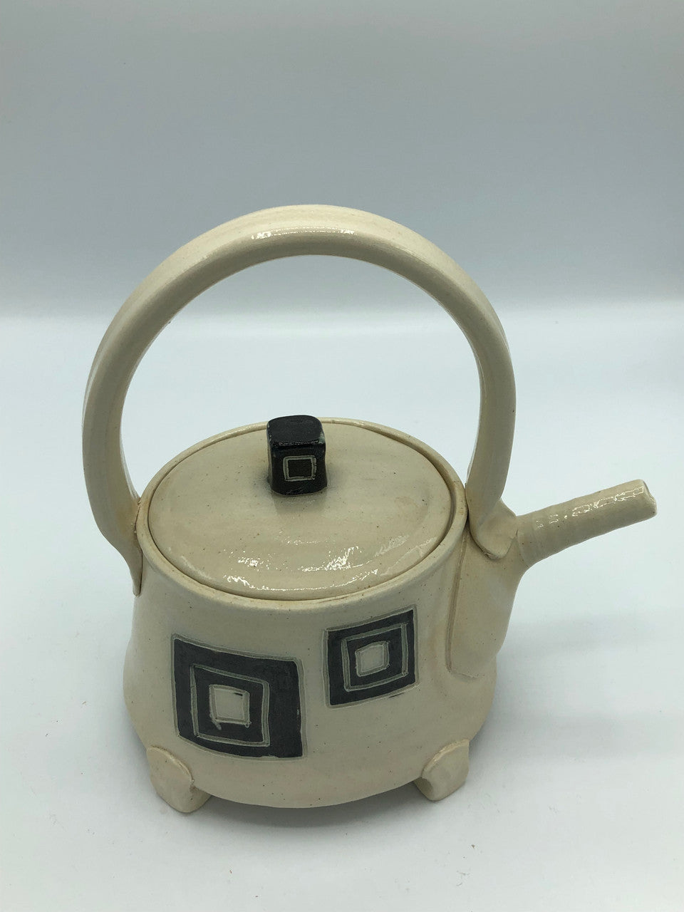 Handmade Tan with Square design teapot