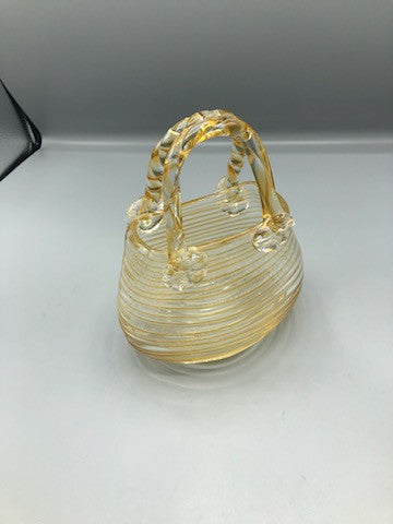 Hand blown amber basket glass vase