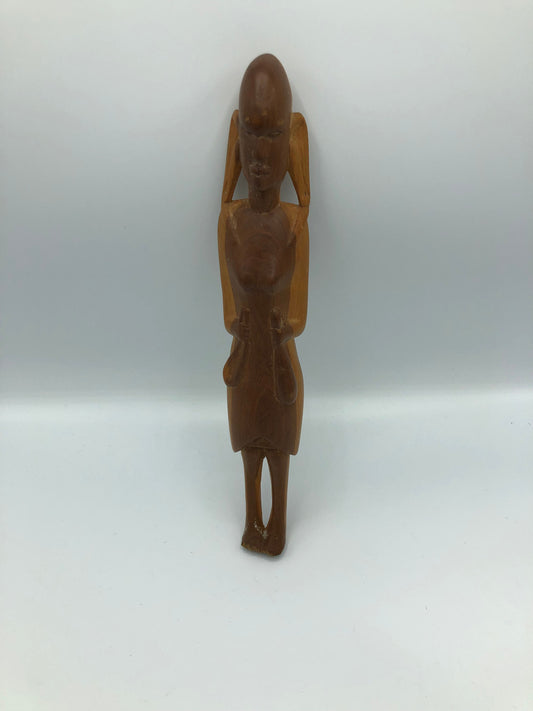 Carved wooden women figurine